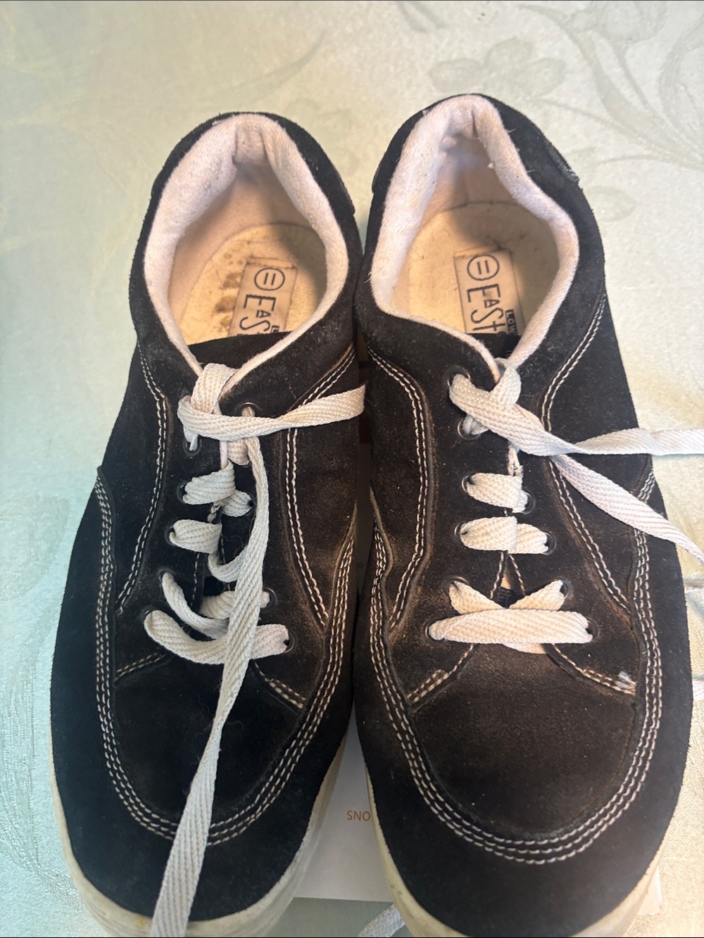 LOWER EAST SIDE Black Suede Low-Top Sneakers with White Laces